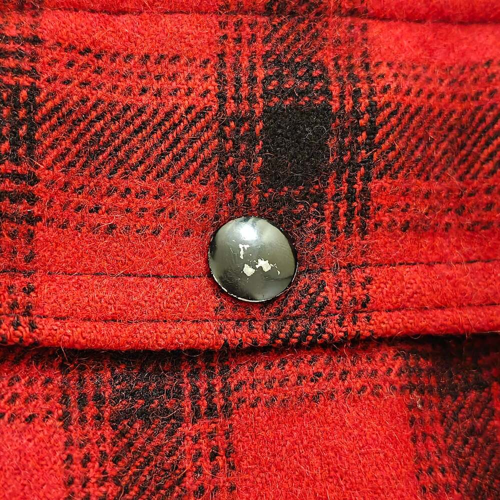 Vtg Woolrich 523 Mackinaw Cruiser Hunting Jacket Red Black Buffalo Plaid Size 42 - Picture 7 of 11